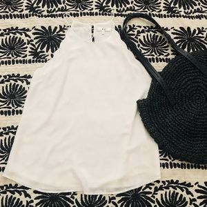 White Scallop Trim Tank Top